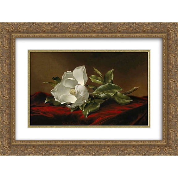 Martin Johnson Heade 2x Matted 24x18 Gold Ornate Framed Art Print 'Magnolia Grandiflora'