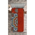 thumbnail image 4 of Ambesonne Mandala Quilted Bedspread Set 2 Pcs, Ukranian Half Style Flower, Twin Size, Burgundy White Blue, 4 of 4