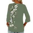 thumbnail image 7 of Warop 3/4 Length Sleeve Womens Tops Casual Floral Graphic V-Neck Basic Tees Pullover, 7 of 7