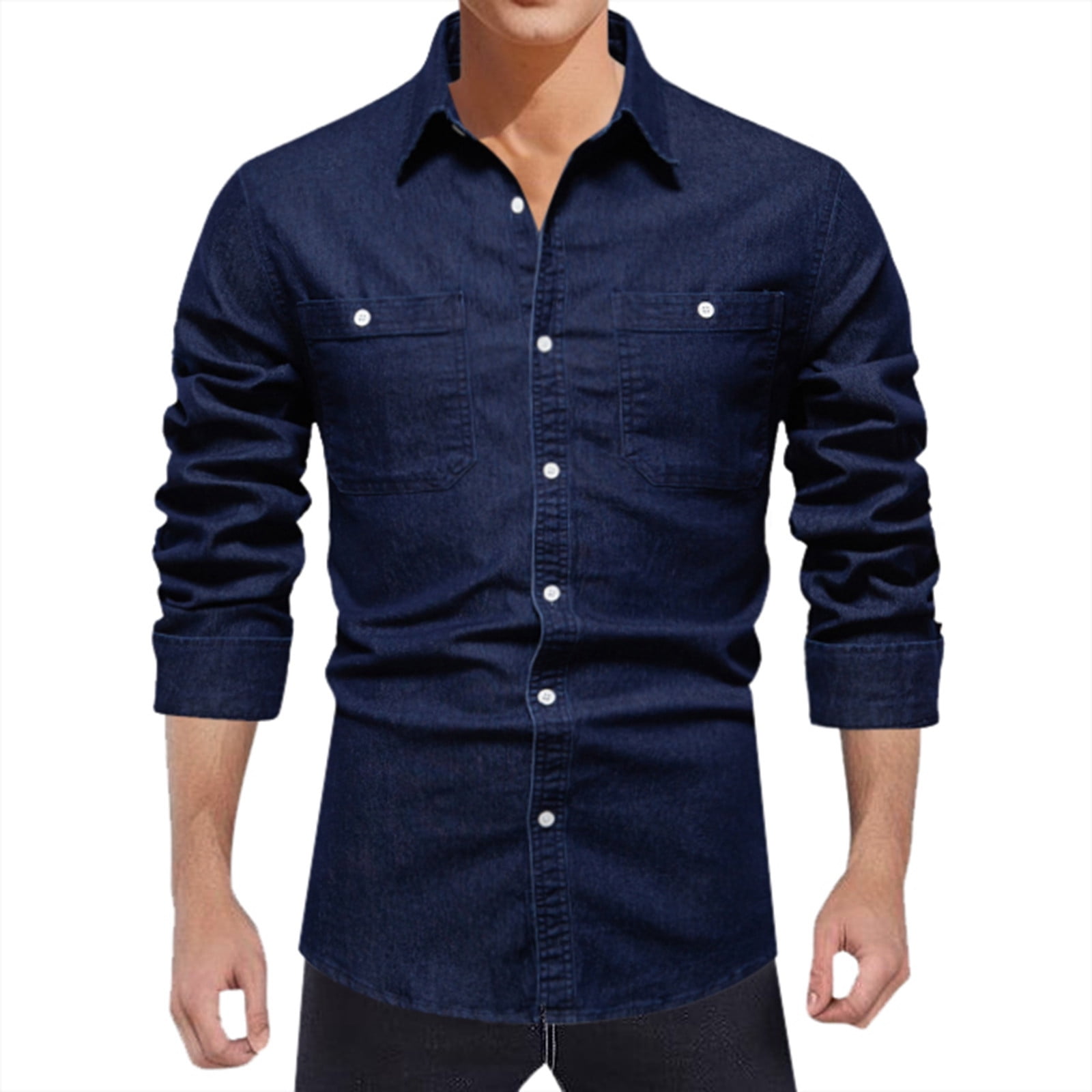 Chemise Homme Manches Longues Minimaliste - Couleur Unie - Coupe Régulière - Tissu Doux Respirant - Pour Bureau, Sortie, Décontracté - 8