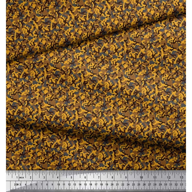 Soimoi Rayon Crepe Fabric Two Tone With Grey Camouflage Print Fabric by Yard 46 Inch Wide