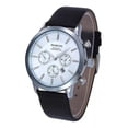 thumbnail image 2 of Reloj pulsera North 6009 con correa de cuero color negro - fondo blanco - bisel plateado, 2 of 8