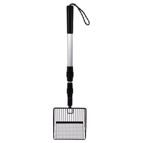 Litter Box Scoop, Litter Scooper Metal with Telescopic Pole, Versatile tool for Sifting Crystal Cat Litter, Flushable Cat Litter, Natural Cat Litter, Serving As Sand Sifter for