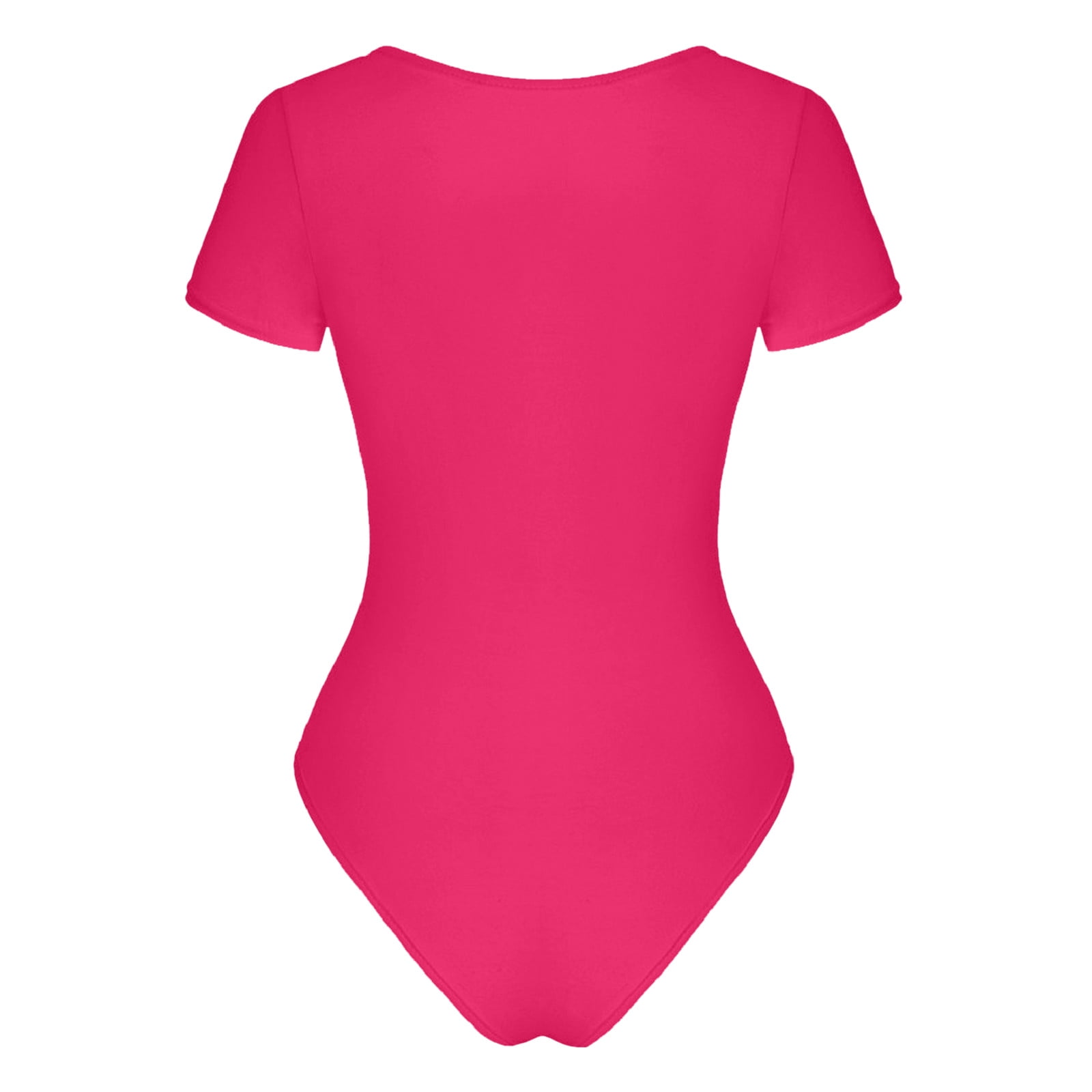 Noarlalf Shapewear Bodysuit Bodysuits for Women Tummy Control Round Neck  Short Sleeve Bodysuit Sexy Bodysuit Basic Solid Color Jumpsuit Red S 