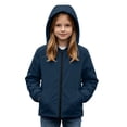 thumbnail image 4 of DJDLJWCJ Girls Waterproof Rain Jacket with Hood Lightweight Long Sleeve Zip Up Jacket Side Pockets Outdoor Windproof Jacket Navy Size 5T, 4 of 9