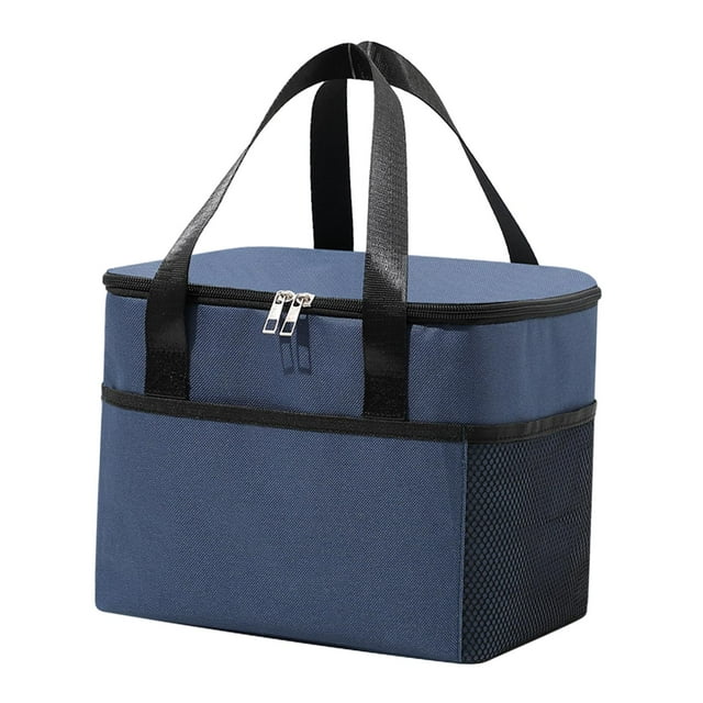Large Insulated Bag Pizza Delivery Bag Soft with Zipper Closure Keep Food navy blue