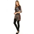 thumbnail image 2 of High Secret Women's Brown Patchwork V-Neck Tunic Top, 2 of 5