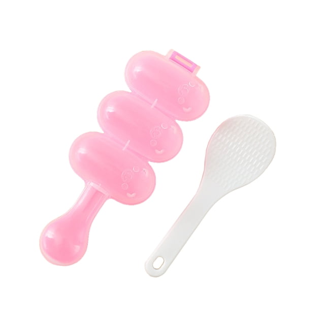 pitrice Rice Ball Making Mold DIY Kitchen Nonslip Handheld Roll Maker Reusable Restaurant Diner Dining Room Cafe Mould with Spoon Pink