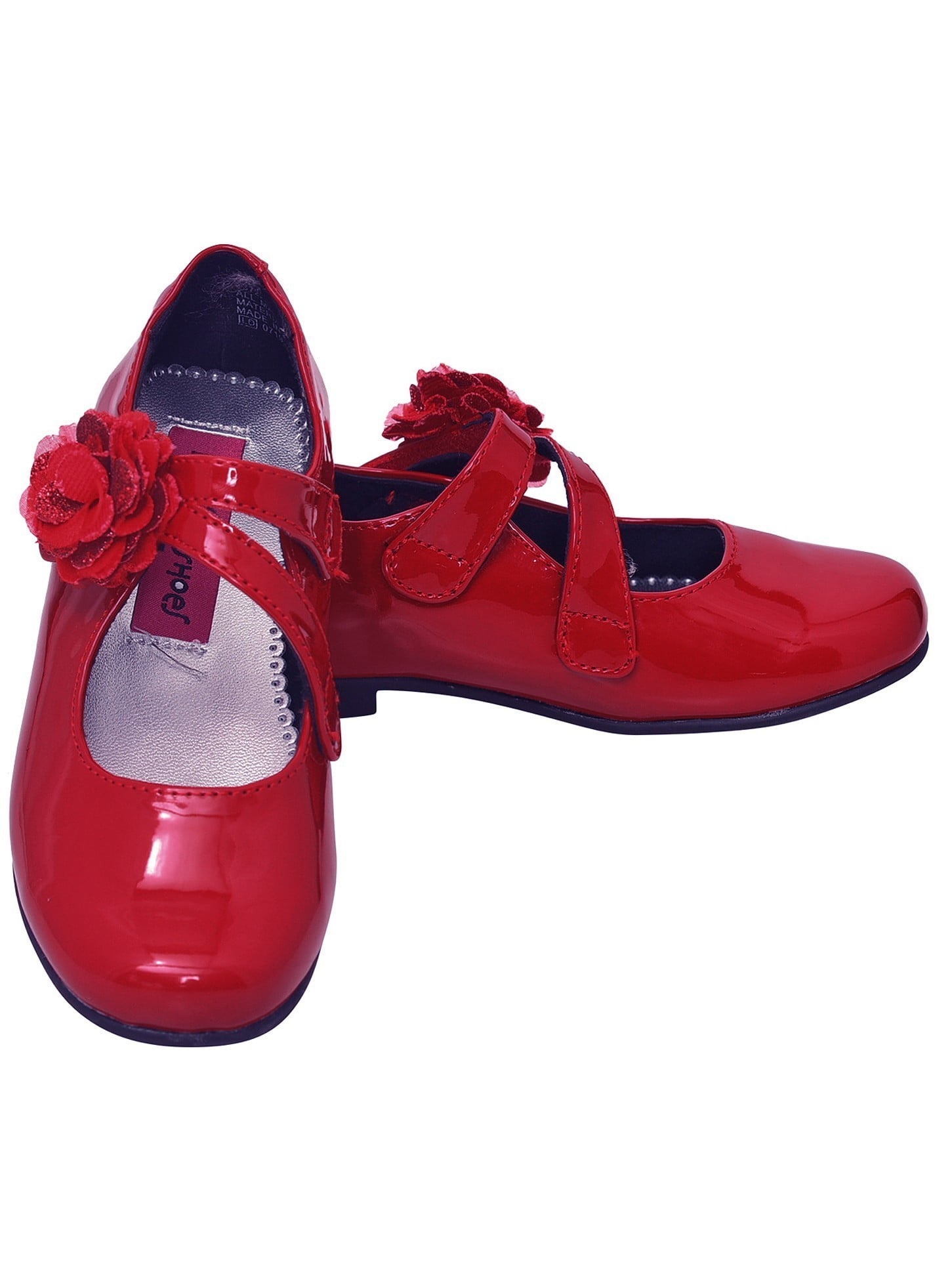 Rachel Shoes - Rachel Shoes Little Girls Red Patent Cross Strap Flower 