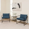 thumbnail image 3 of Gymax Ensemble de 2 Chaises d'Appoint à Sangle Chaise de Loisirs Intérieure Extérieure avec Coussins, 3 of 9