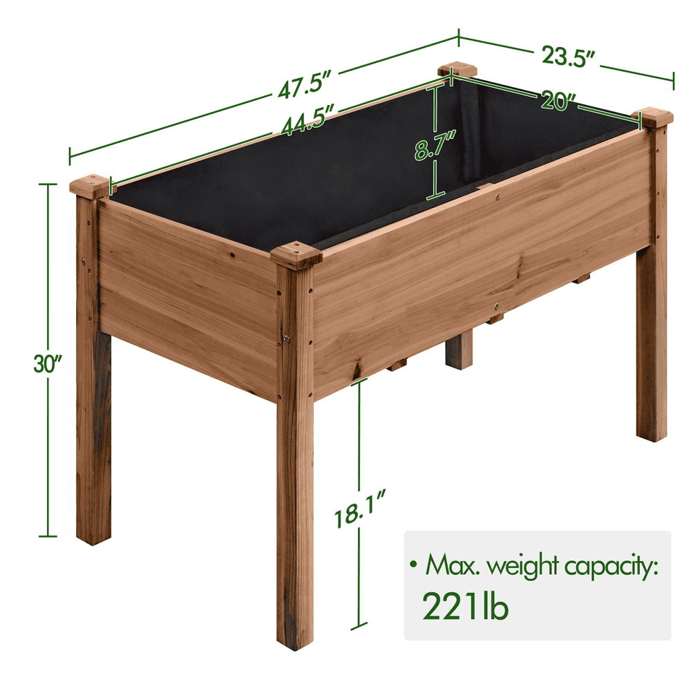 Renwick Rectangle Wood Garden Bed Raised Planters,Dark Brown