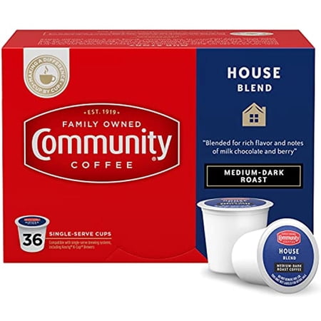 Community Coffee House Blend 36 Count Coffee Pods, Medium-Dark Roast, Compatible With Keurig 2.0 K-Cup Brewers, 36 Count (Pack Of 1)