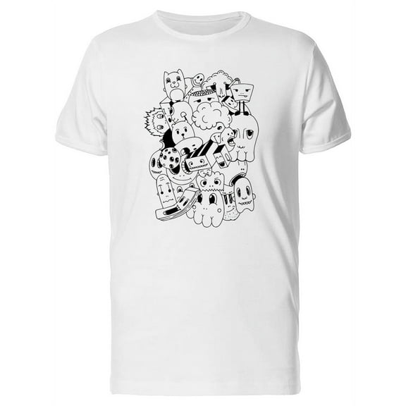 Funny Monster Doodles B&W Tee Men's -Image by Shutterstock