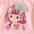 thumbnail image 4 of Gerichy Girls Summer Outfits, Girls Three Quarter Sleeves Trousers Suit Comfortable Breathable Fashion Cute Cartoon Girls Home Suit, 4 of 6