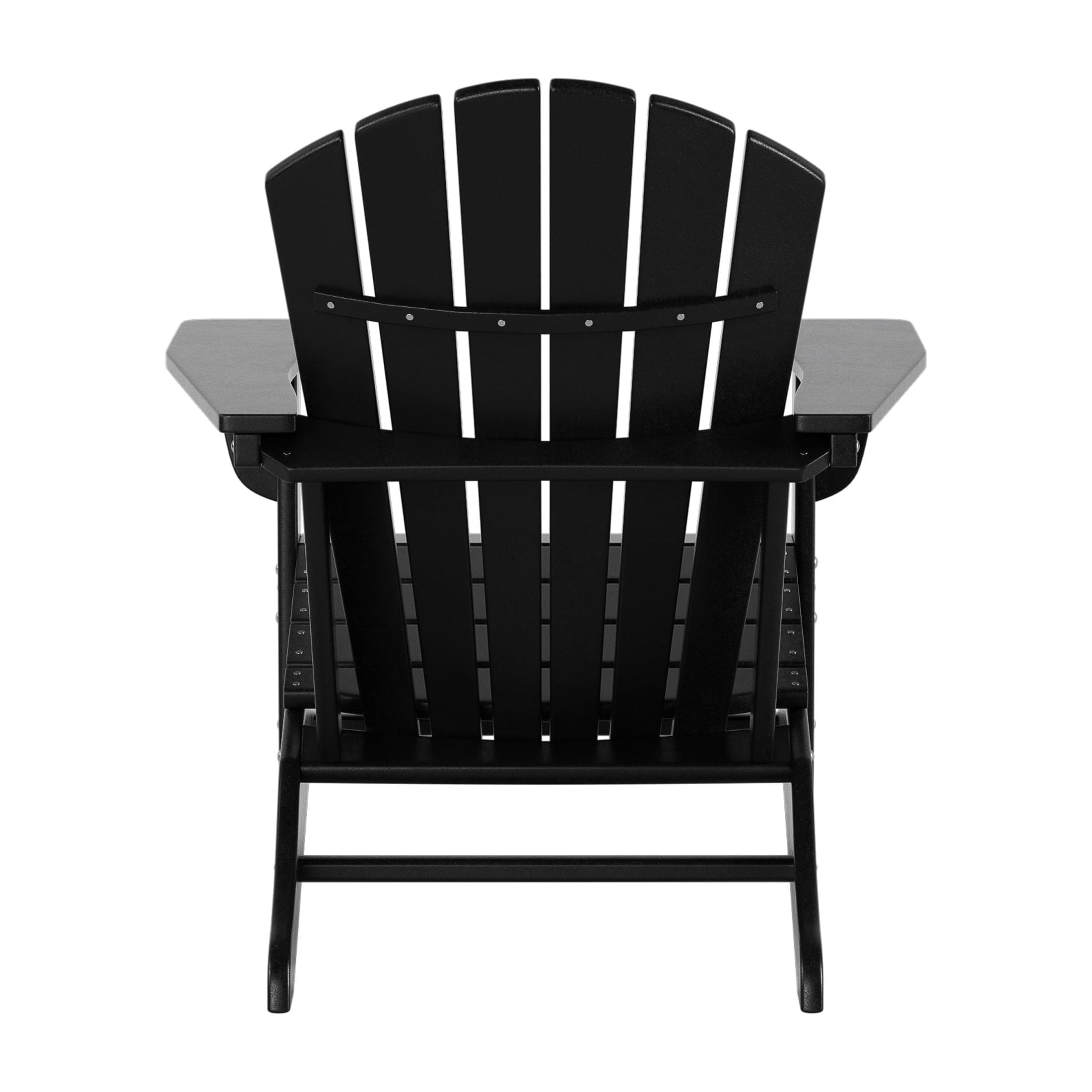 WestinTrends Dylan Adirondack Chairs Set of 2, All Weather Poly Lumber Outdoor Patio Chairs, Seashell Slat Curved Back, Widen Seat Armrest, Color Stay, Imitation Wood Texture, Black