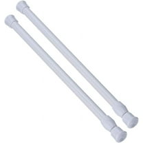2pcs White Tension Rods 15.7 to 28 Inch, No Slip Tension Curtain Rod Adjustable Small Curtain Rod, Spring Kitchen Curtain Rods, Expandable No Drilling