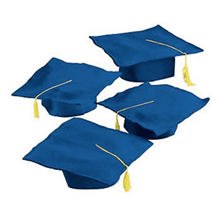 Graduation Hats, Blue, Felt Graduation Caps, w/Gold Tassel, pack of 12, Felt Graduation Hats, one