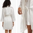 thumbnail image 2 of Fishers Finery Women's 100% Pure Mulberry Silk Lounge Robe; Pockets (Ivory, XS), 2 of 6