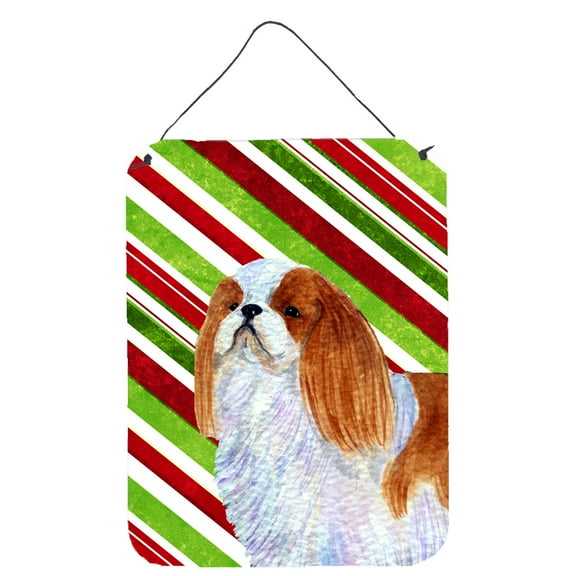 English Toy Spaniel Candy Cane Holiday Christmas Wall or Door Hanging Prints