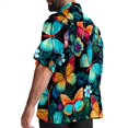 thumbnail image 3 of Flower Butterfly Men's Button Down Spread Collar Casual Printed Short Sleeve Summer Beach Unisex Shirts, 3 of 6