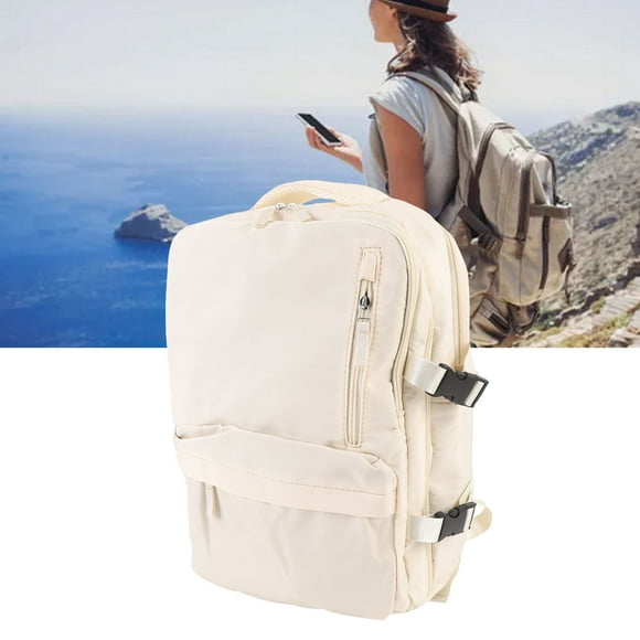 Personal Item Travel Bag, Adjustable Shoulder Straps Travel Laptop Backpack for School Beige