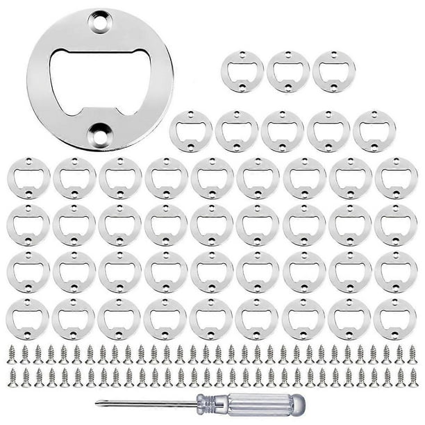 Bottle Opener Insert - 45 Sets Stainless Steel Bottle Opener Inserts Kit with Screws Screwdriver for Bottle Opener DIY