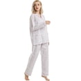 thumbnail image 2 of Conjunto de Pijama y Ropa de Descanso de Algodón para Mujer, Top de Manga Larga con Botones y Pantalones con Cintura Elástica y Cordón, Pijamas Suaves y Cómodos de Largo Completo para Mujer, Vitalida, 2 of 6