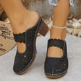 thumbnail image 3 of Dakaela Clogs for Women Closed Toe Chunky Heels Mules Cutout Hollow Slip on Slides Loafer Shoes Arch Support Summer Heeled Sandals Black 6.5, 3 of 9