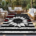 thumbnail image 2 of Vintage American Flag Outdoor Rug for Patio/Deck/Porch, Non-Slip Large Area Rug 6 x 9 Ft, Black Red Striped Sunflower Indoor Outdoor Rugs Washable Area Rugs, Reversible Camping Rug Carpet Runner, 2 of 8