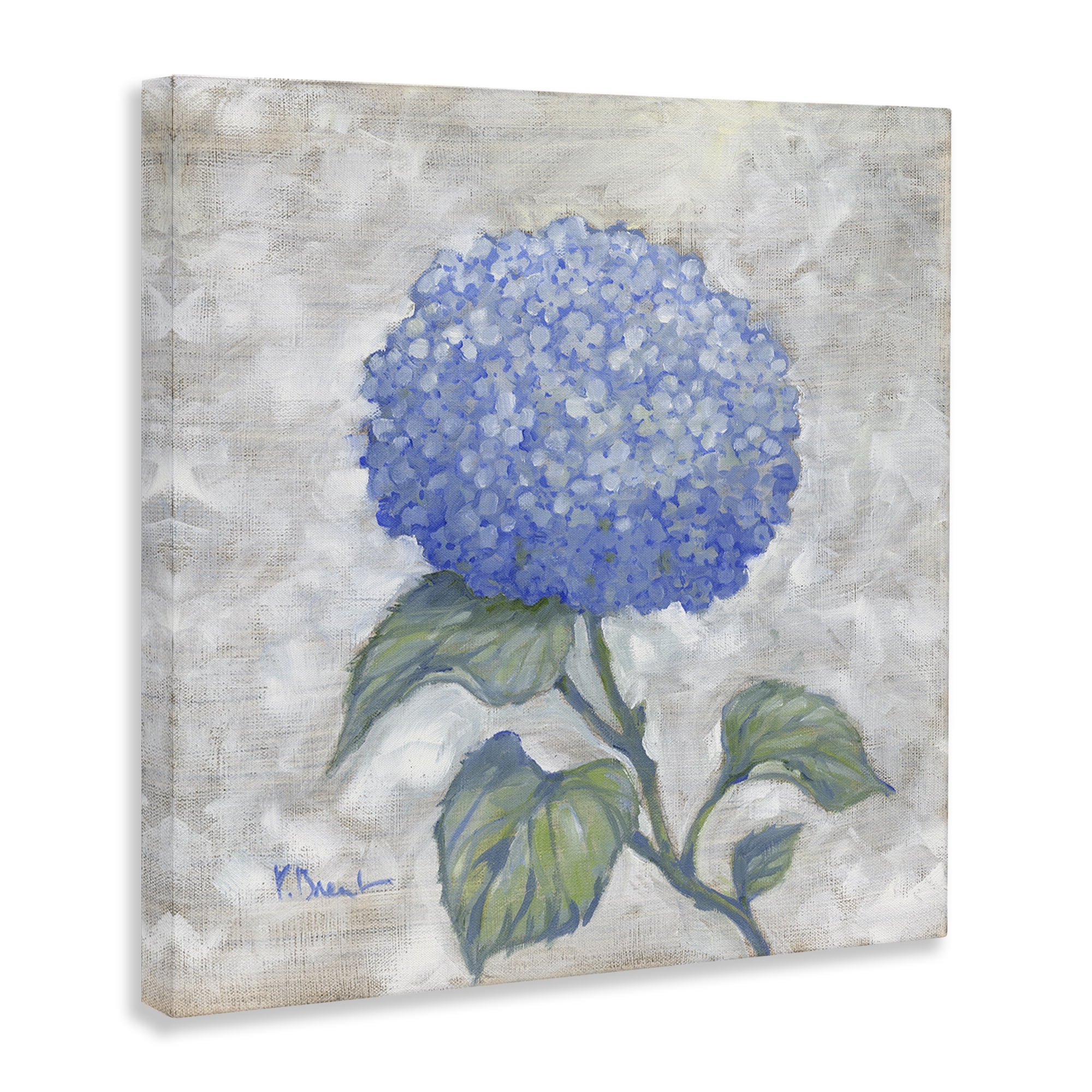 Stupell Industries Round Blue Country Hydrangea Floral Painting Wrapped Canvas Canvas Art Print Wall Art, 17 x 17