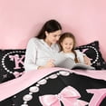 thumbnail image 5 of meiyoeat Cute Coquette Bow 7-Piece Twin Bedding For Kids,Pink Ribbon Bowtie Initial Letter K Bedding Comforter Set,Pink Reversible, 5 of 7