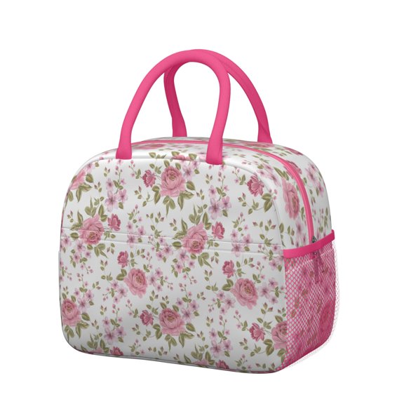 Womens Pioneer Flower Floral Print Pattern Lunch Box for Work,Insulated Lunch Bag for Women,Loncheras Para Mujer,Leakproof Adult Lunch Bag for Work,Beach,Travel,Picnic,Camping