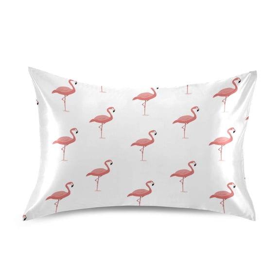 Satin Pillowcase Envelope Closure Pillow Cover Wrinkle-Resistant & Vibrant Print Pink Flamingo Pattern