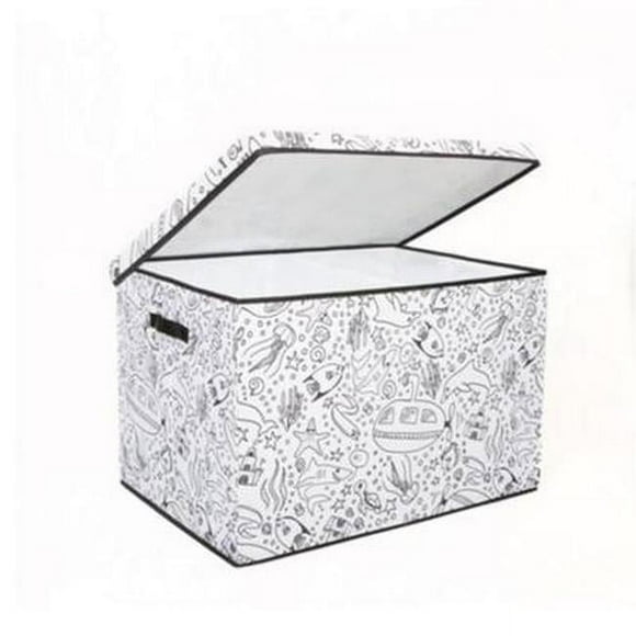 Baum 21A350UE Kids Coloring Lidded Trunk Storage Bin with Removable Divider with Includes Washable Markers, Under Sea Print - Pack of 4 - Large
