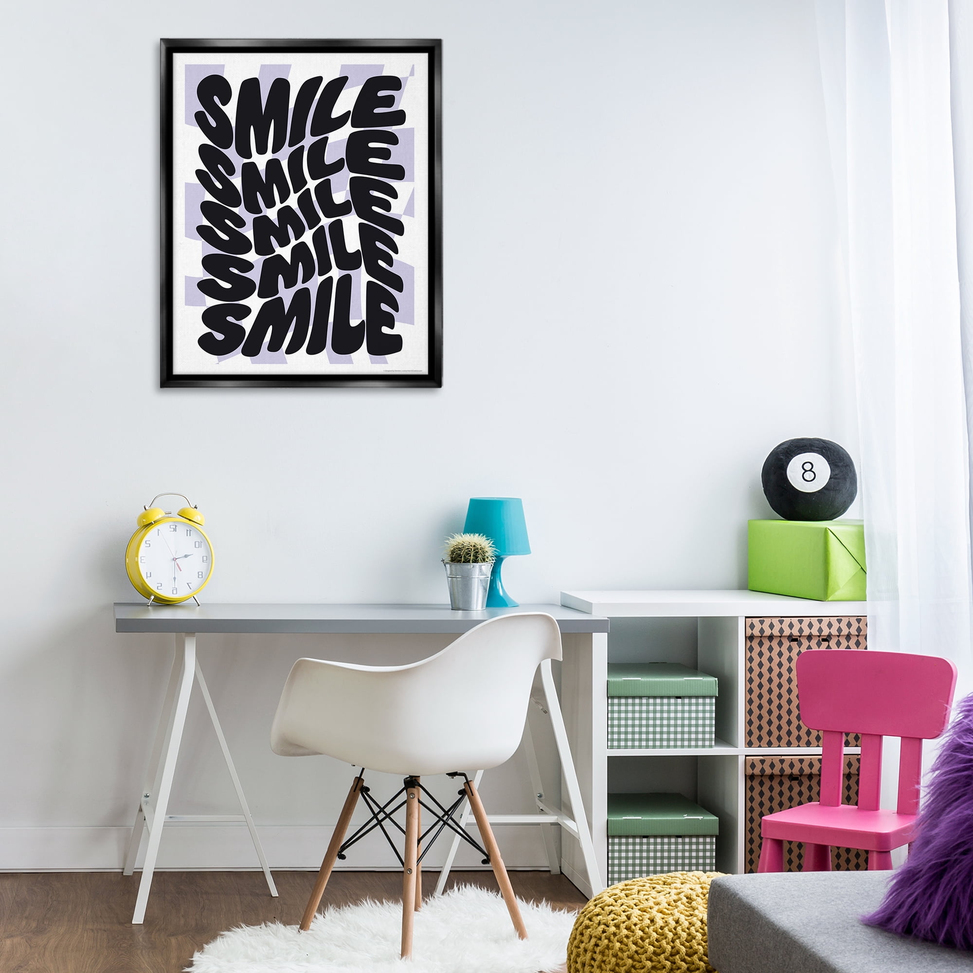 Stupell Industries Wavy Smile Typography Text & Numbers Painting Black Floater Framed Canvas Art Print Wall Art, 25 x 31