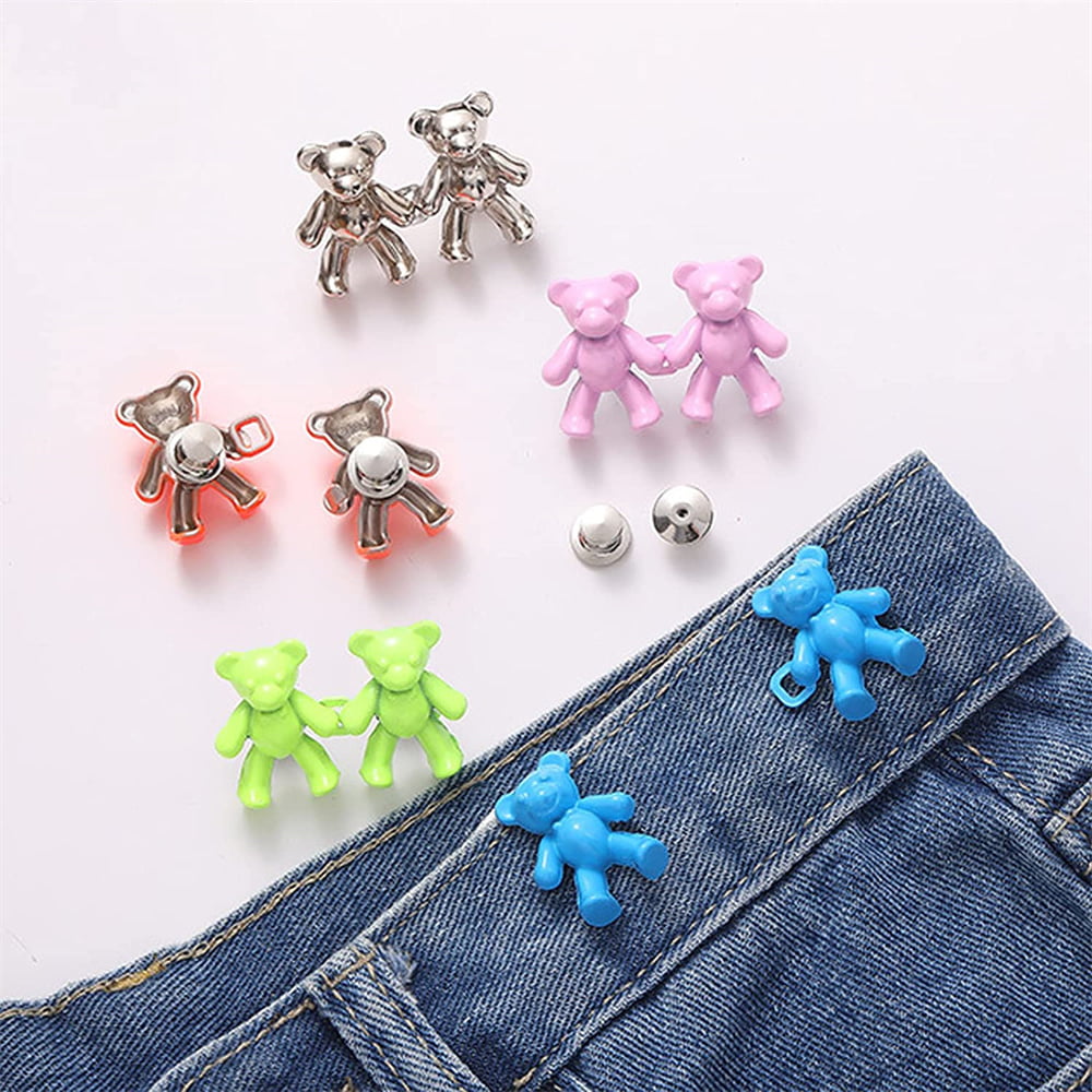 NOGIS Cute Bear Button Pins for Jeans, No Sew and No Tools Instant
