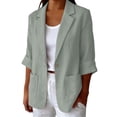 thumbnail image 2 of Women's Long Sleeve Regular Fit Single Breasted Turndown Collar Pocket Linen Blazer Jacket Comfy Office Business Casual Daily Wear Streetwear | CSEONE,Dark Gray S, 2 of 8