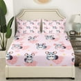 thumbnail image 2 of Cartoon Moose Bed Sheets Set Queen,Pink Love Heart Sheet Set for Kids Boys Girls,Cute Rats Sheets,Kawaii Zoo Animal Flat Fitted Sheet with 2 Pillowcases for Bedroom, 2 of 6