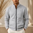 thumbnail image 6 of XRoczxe Men's Full Zip Up Track Jacket, Stand Collar Solid Color Sweatshirt, Casual Long Sleeve Lightweight Coat with Pockets for Spring Fall Daily Wear, 6 of 7