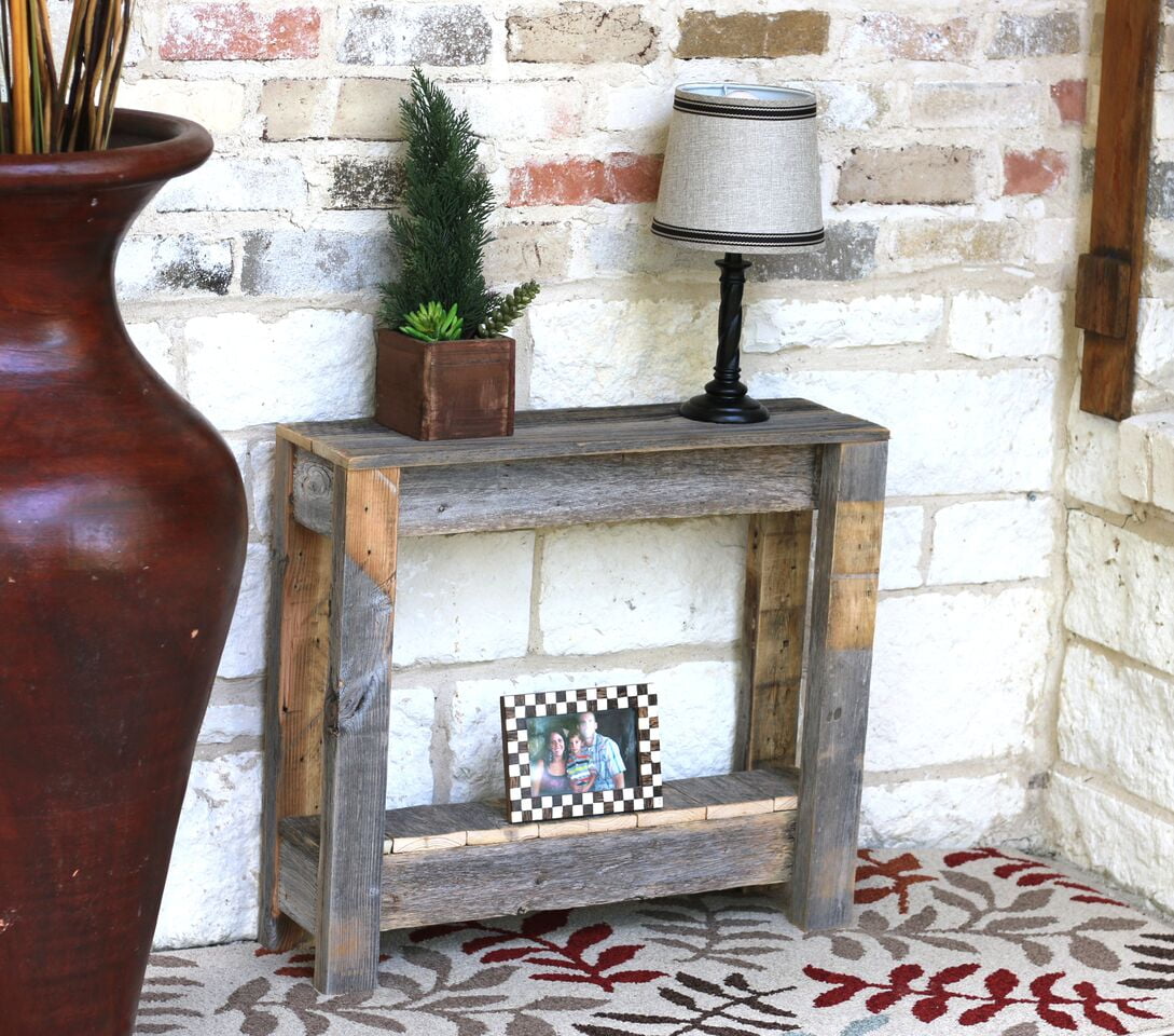 Natural Reclaimed Wood Rustic Rectangular Side Table