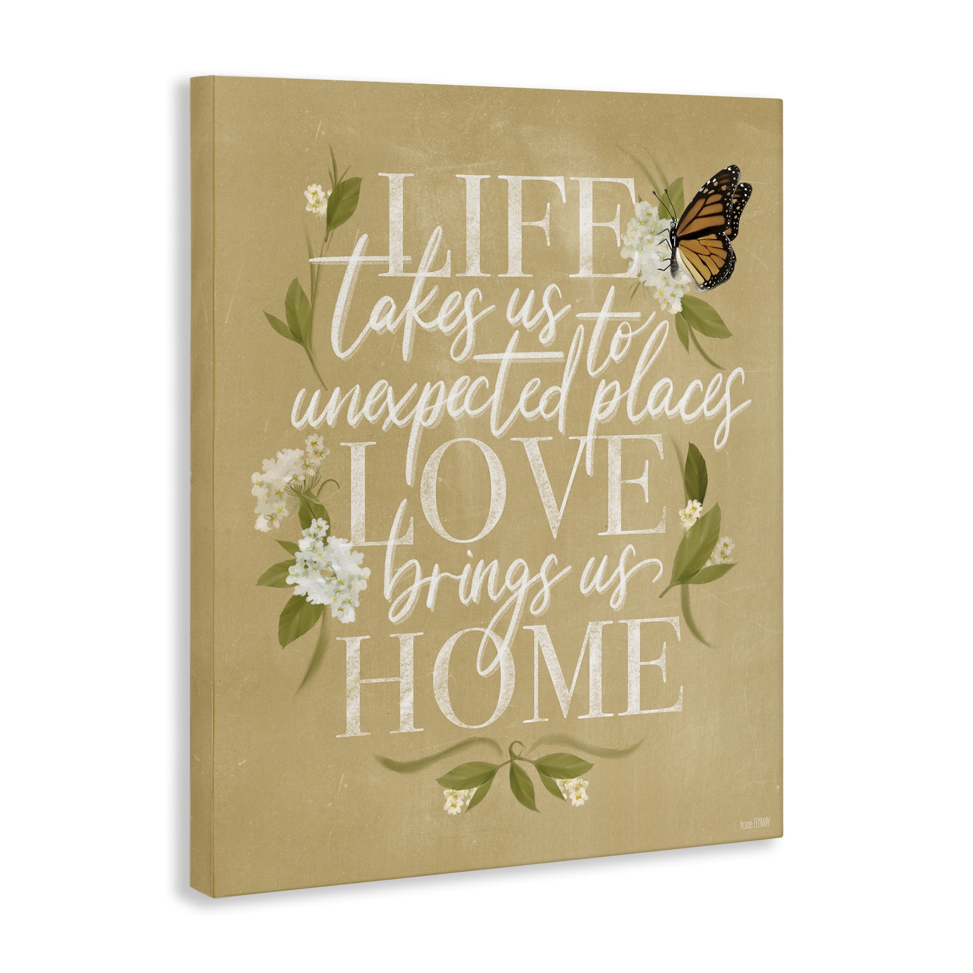 Stupell Industries Love Brings Us Home Botanical & Floral Painting Gallery Wrapped Canvas Art Print Wall Art, 24 x 30