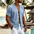 thumbnail image 2 of Sewkxo Men's Linen Shirts Short Sleeve Casual Shirts Button Down Shirt for Men Beach Summer Shirt,Light Blue S, 2 of 8