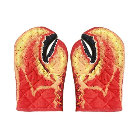 

Lobster Claw Oven Mitts Quilted Cotton Lining Design Heat Resistant Pot Holder Gloves for Grilling & Baking Gloves BBQ Microwave (Lobster)