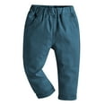 thumbnail image 2 of Hansber Baby Boys Fall Winter Warm Cotton Cozy Solid Color Chino Pants with Side Pockets Casual Peacock Blue 130, 2 of 4