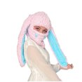 thumbnail image 2 of Mefallenssiah Head Cover New Sweet Cool Wind Hat Hand-Knitted Plush Hat Big Rabbit Ears Thickened Warm Mask, 2 of 2