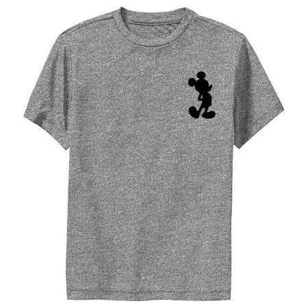 Boy s Mickey & Friends Mickey Mouse Pocket Silhouette Performance Graphic Tee Charcoal Heather Large
