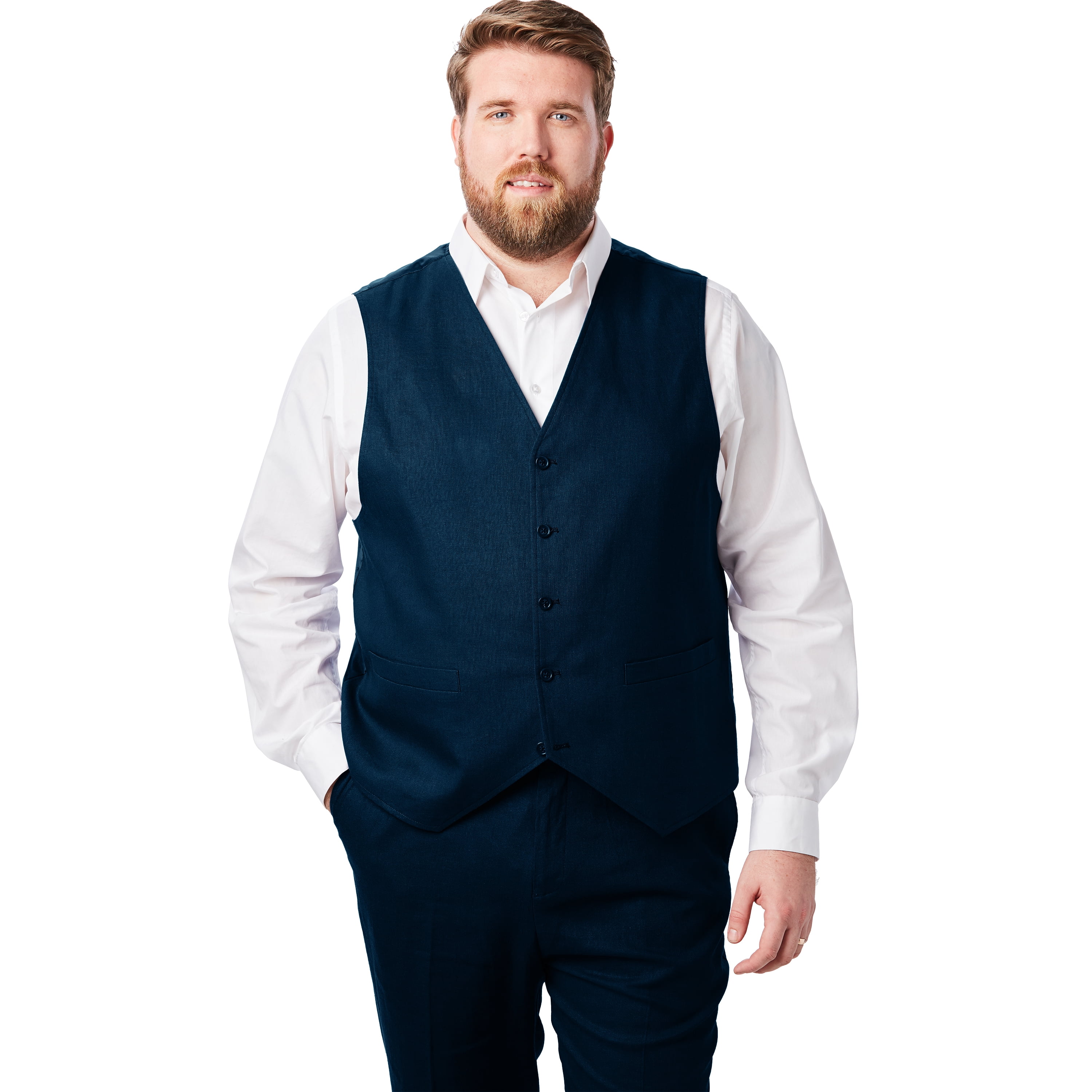 KS Island by Kingsize Mens Big /& Tall Linen Blend Two-Button Suit Jacket