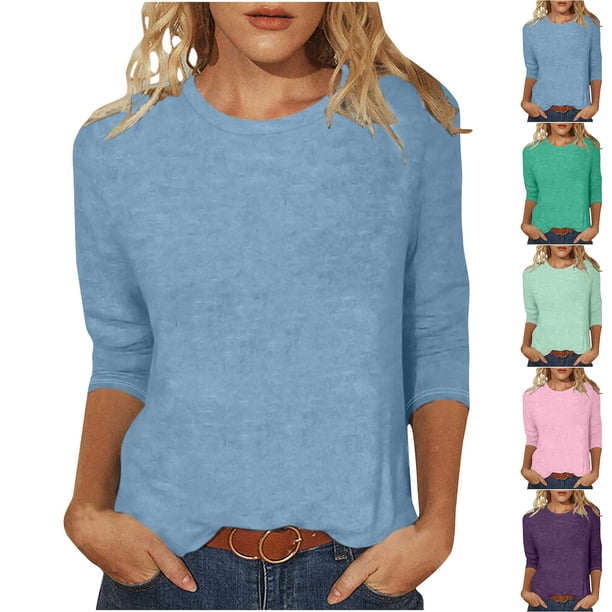 Sudadera con cremallera para mujer,Camiseta estampada para mujer, cuello redondo, manga 3/4, corte holgado informal, tela de imitación de rejilla, ideal para uso diario y en casa, sopatenor