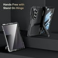 thumbnail image 6 of for Samsung Galaxy Z Fold 7 Case with S Pen Holder, Metal Bumper Premium Rugged Heavy Duty Shockproof Protective, Screen Protector, Hinge Protection, Rugged Phone Stand Cover 5G, Black, 6 of 8