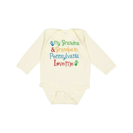 

Inktastic Pennsylvania Grandma and Grandpa Love Me Boys or Girls Long Sleeve Baby Bodysuit
